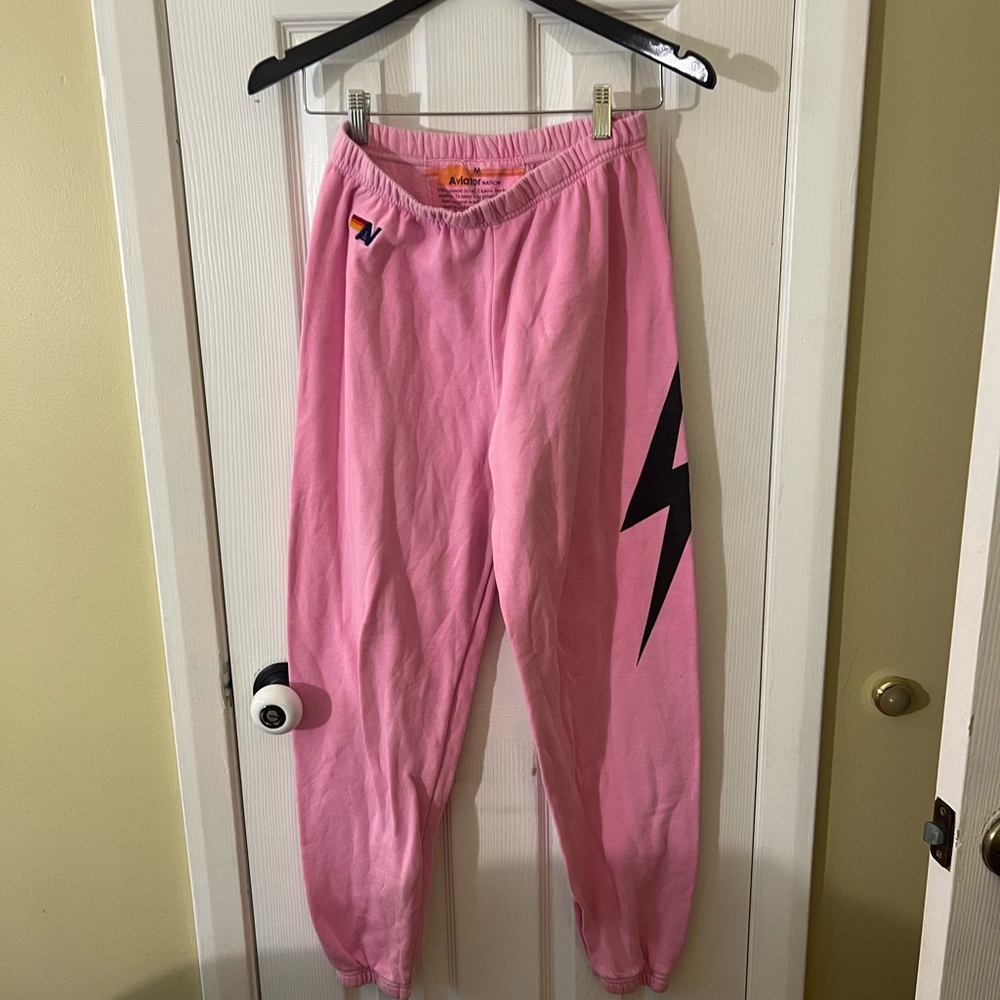 Aviator Nation hot pink bolt sweatpants medium